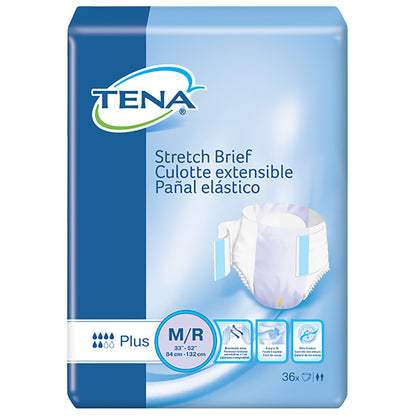 BRIEF, TENA STRETCH PLUS MED/REG (36/PK 2PK/CS)