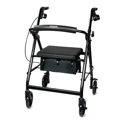 WALKER, ROLLATOR LTWT FOLDING ALUM W/6" WHLS BLK 300LB