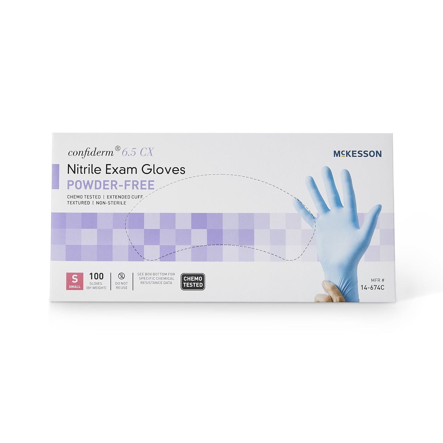 GLOVE, EXAM NTRL SM N/S EXTCF CHEMO 6.5CX (100/BX 10BX/CS)