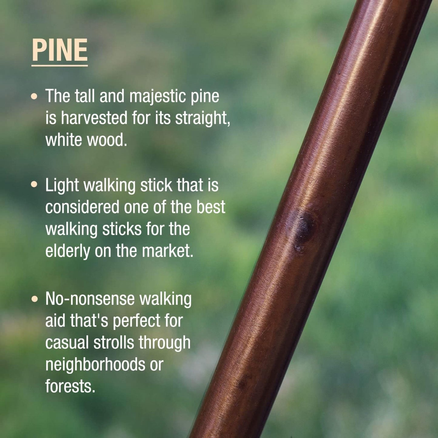 STICK, WALKING WOOD PINE BRAZOS FREE FORM BRN 55"