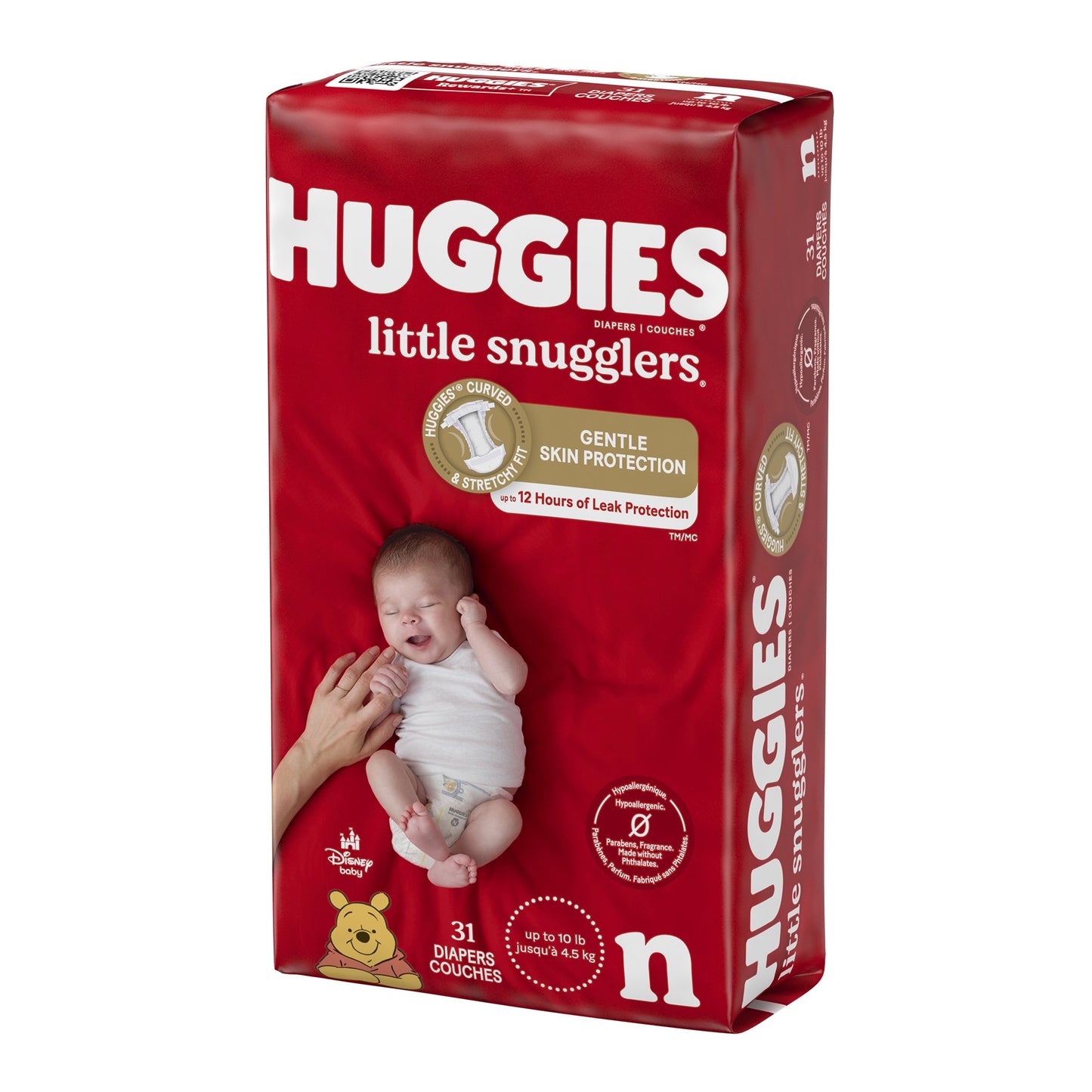 DIAPER, HUGGIES LITTLE SNUGGLERS JUMBO NEWBORN (31/PK 4PK/CS