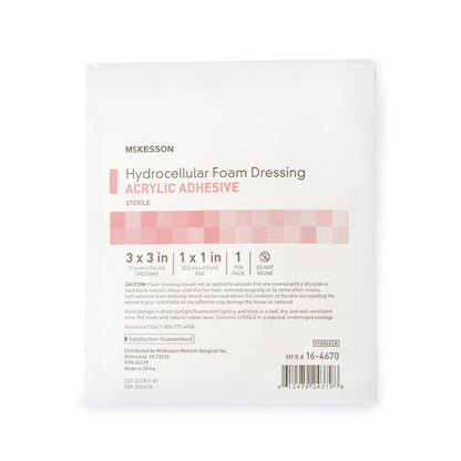 DRESSING, HYDROCELLULAR ADH STR FOAM 3"X3" (10EA/BX 10BX/CS)