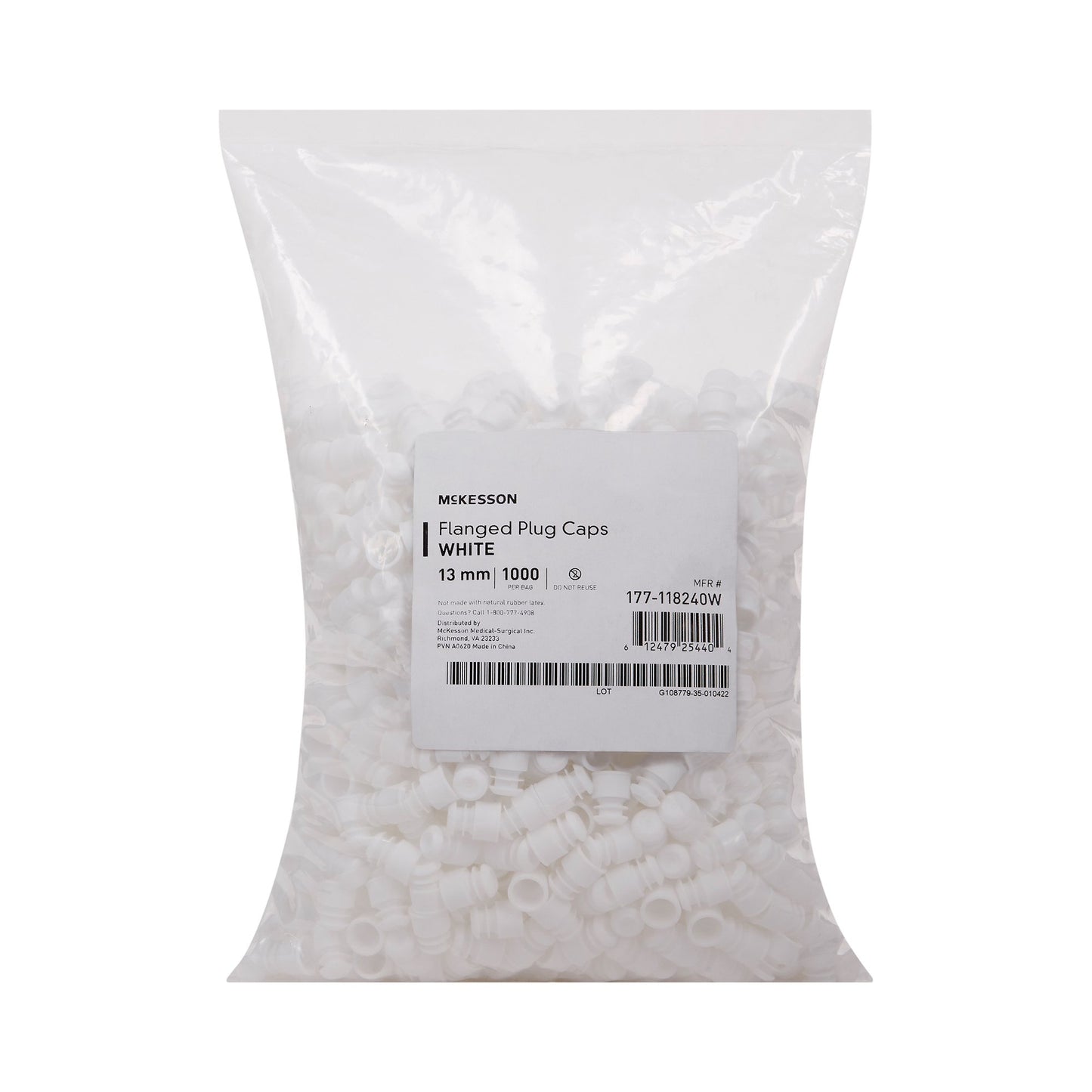 CAP, VAC TUBE WHT 13MM (1000/BG 20BG/CS)