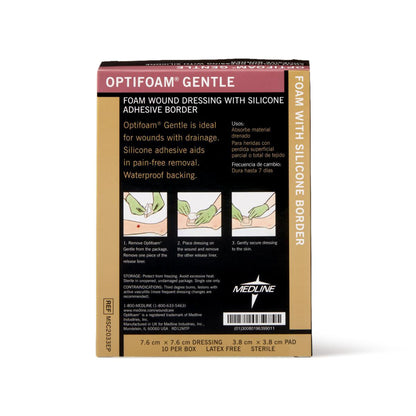 DRESSING, OPTIFOAM ADH GENTLE BORDER 3"X3" (10/BX 10BX/CS)