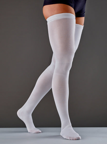 STOCKING, ANTI-EMBOLISM THIGH CLOSED-TOE WHT MED REG (6PR/CS