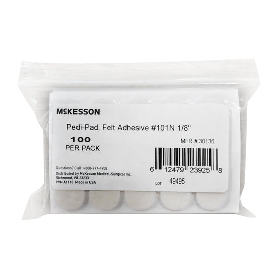 PEDI-PAD, FELT ADH WHT #101-NAARROW 1/8" (100/PK 20PK/CS)