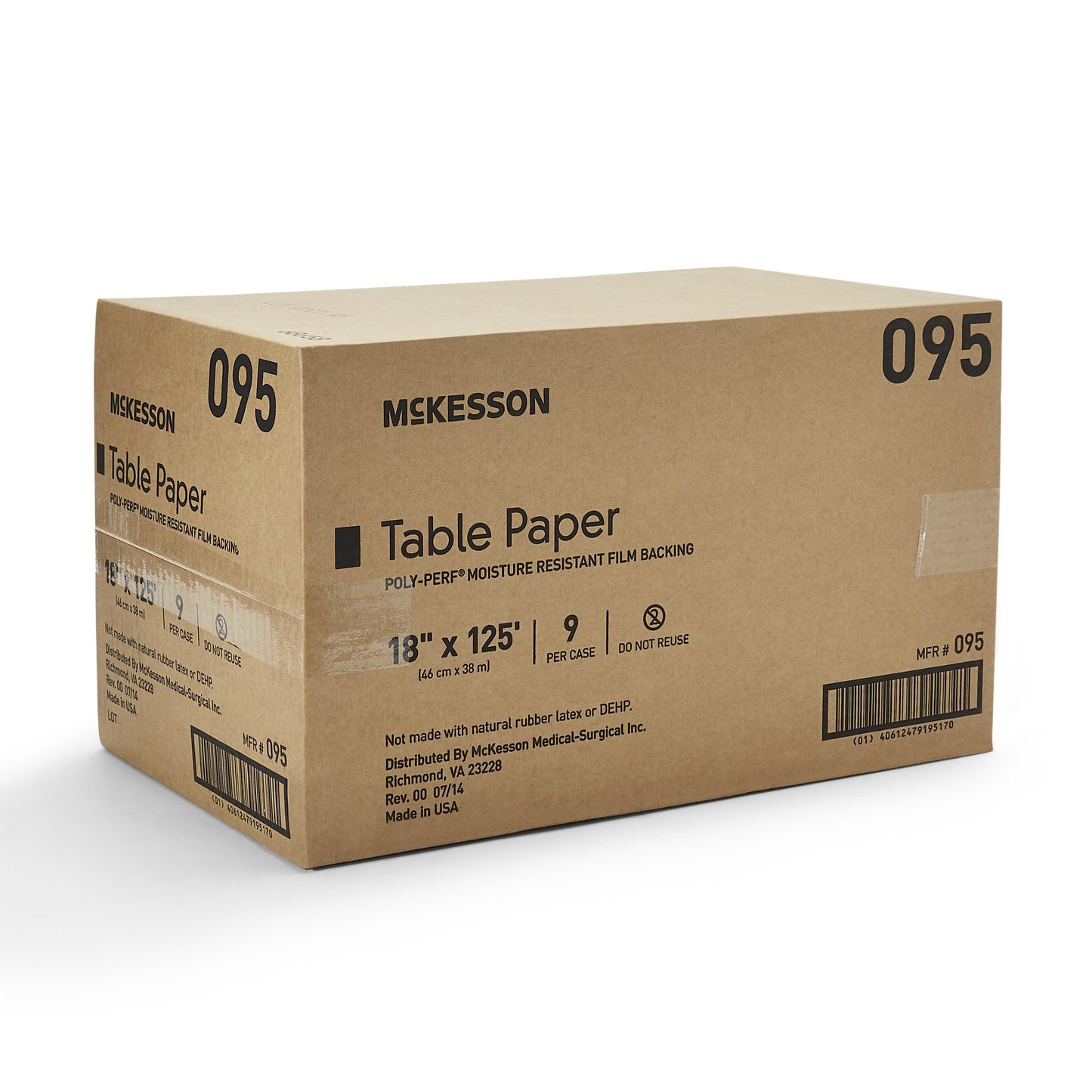 PAPER, TABLE POLY PERF WHT 18"X125' (9RL/CS)