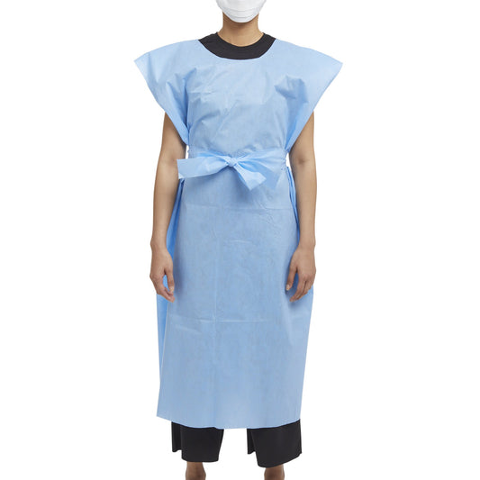 GOWN EXAM XL BLU 50/CS SEWN SHOULDER