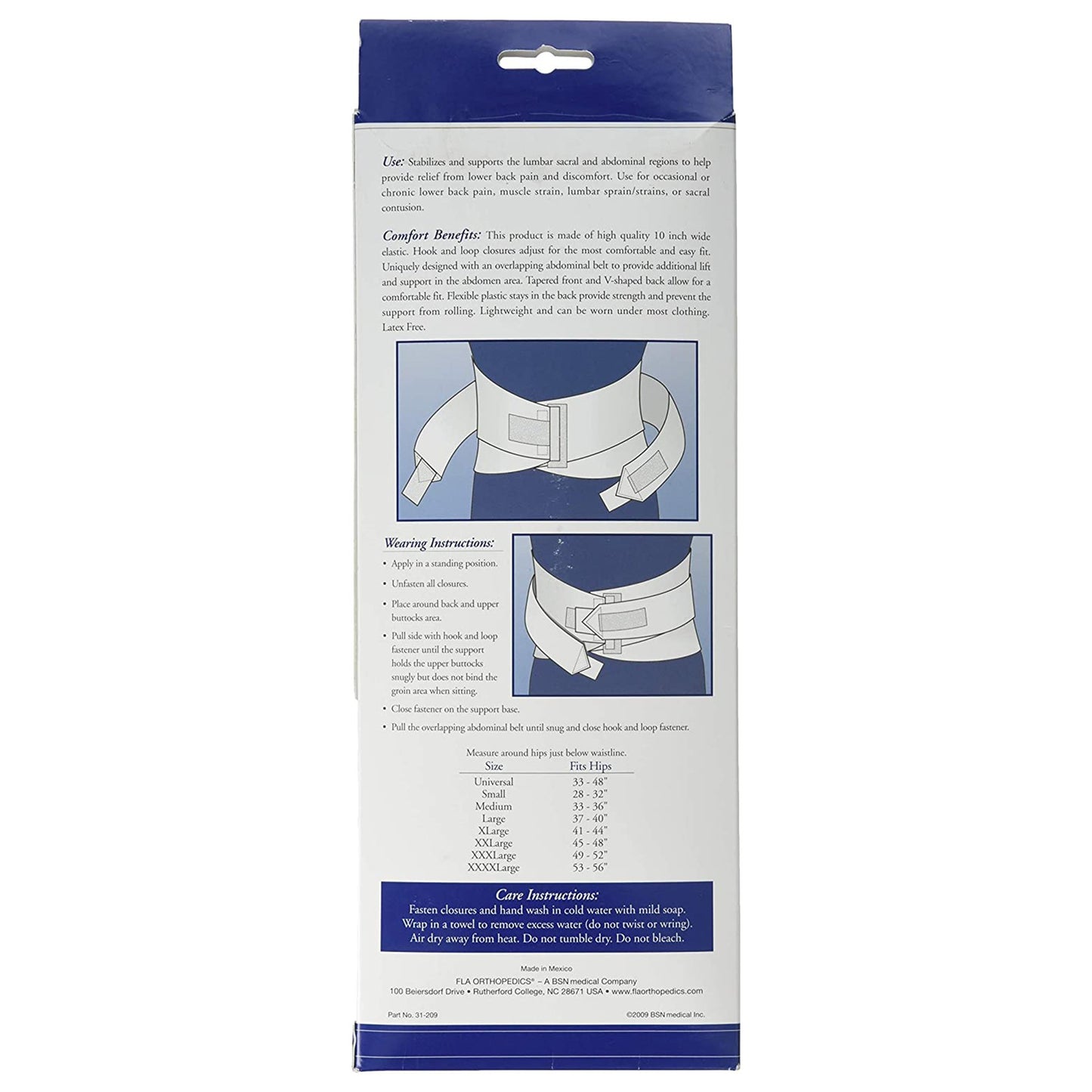 LUMBAR SUPP, WHT W/ABD BELT 10" 3XL