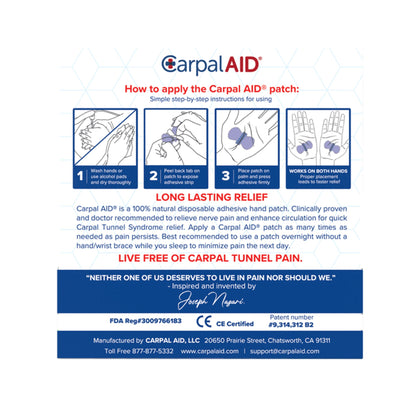 PATCH, HAND CARPAL AID PATCH PREGNANCY PK LG (15/PK 48PK/CS)