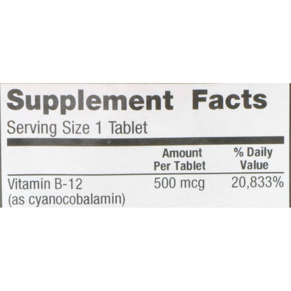 VITAMIN B-12, TAB 500MCG (100/BT 12BT/CS)