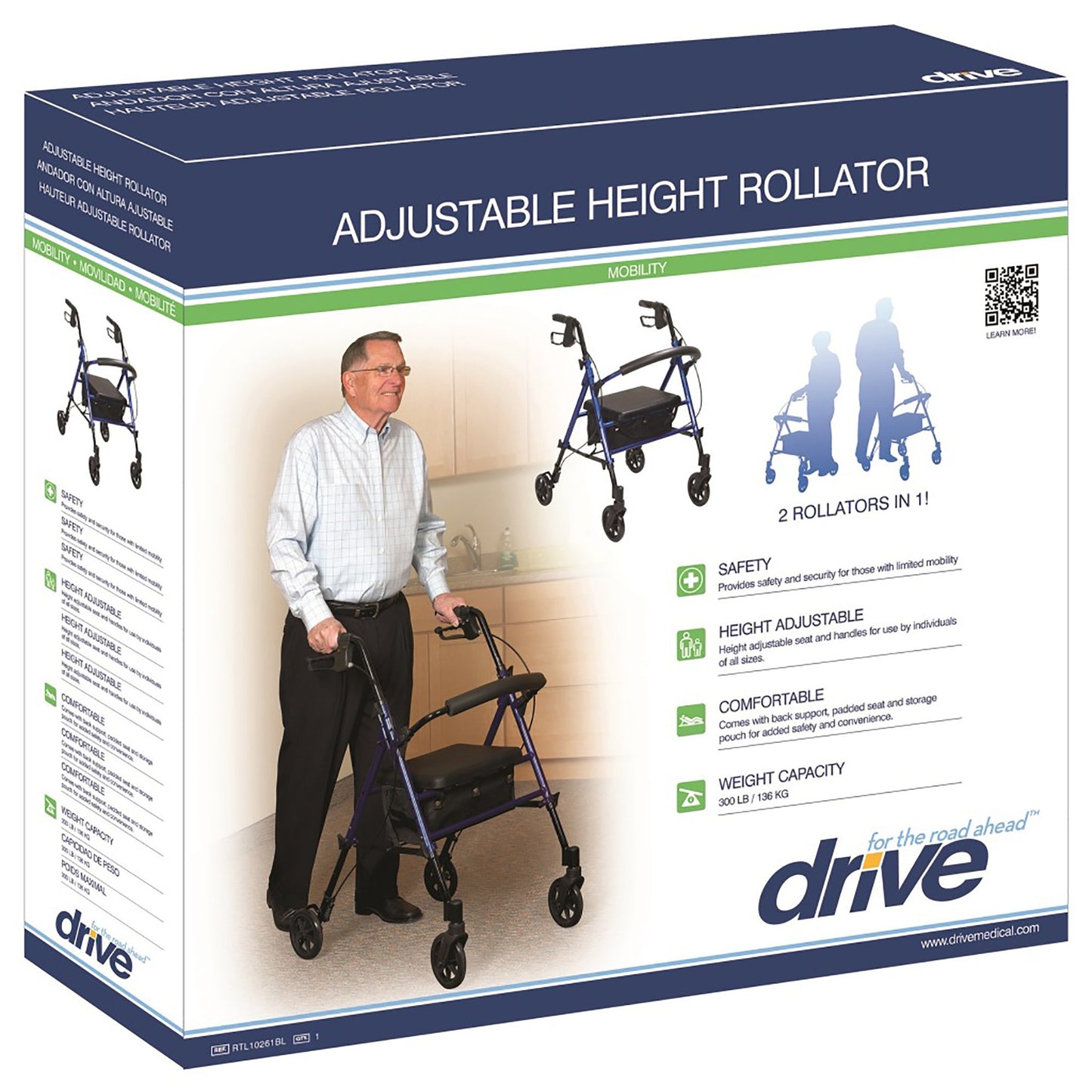 WALKER, ROLLATOR 4" WHEEL LOOPBRAKE UNIV JR BLU