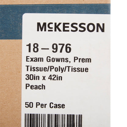 GOWN, EXAM T/P/T F/B OPN PEACH30X42 (50/CS)