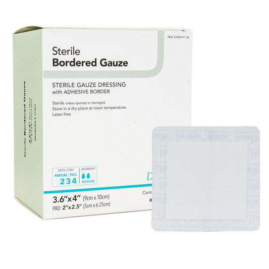 GAUZE, BORDERED STERILE ISLAND3.6X4 (50/BX)