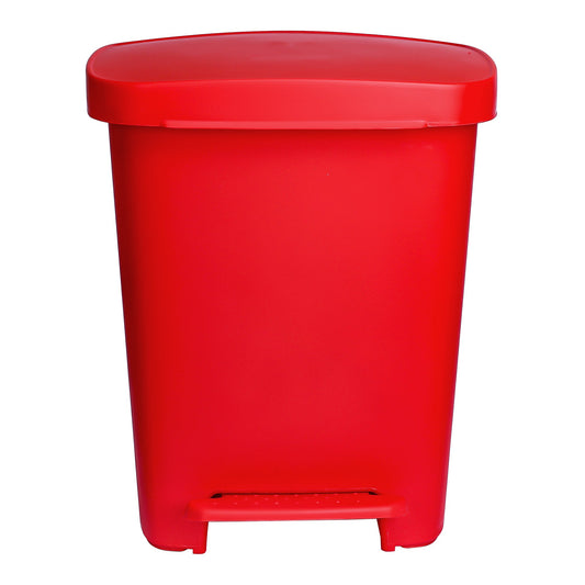 WASTECAN, STEP-ON RECTGL PLAS RED 32QT