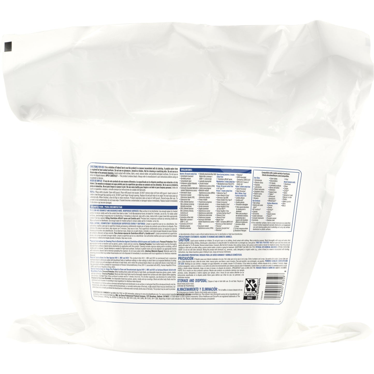 WIPE, CLOROX GERMICIDAL REFILL(110/BX 2BX/CS)