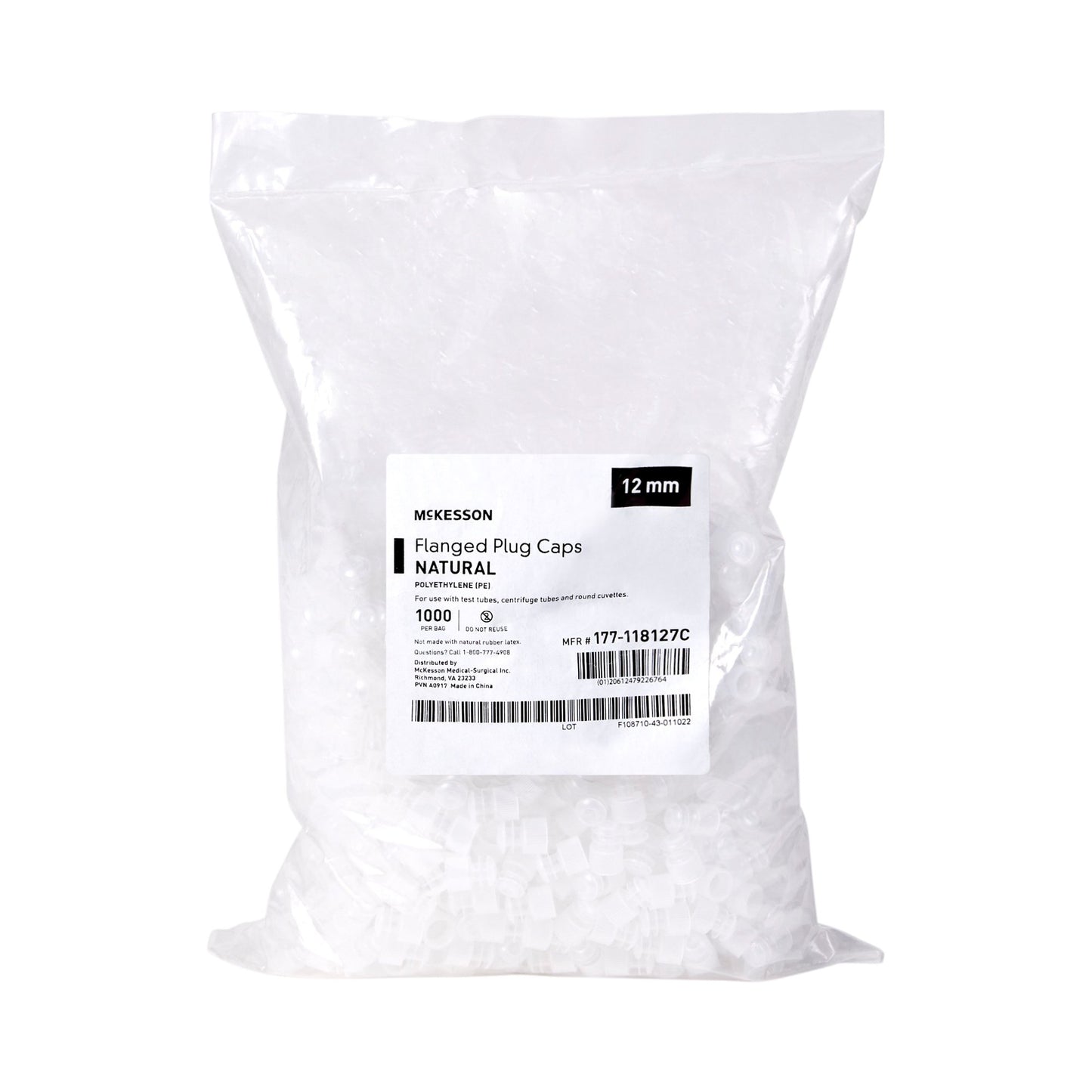 CAP, FLANGE PLUG NAT 12MM (1000/BG)