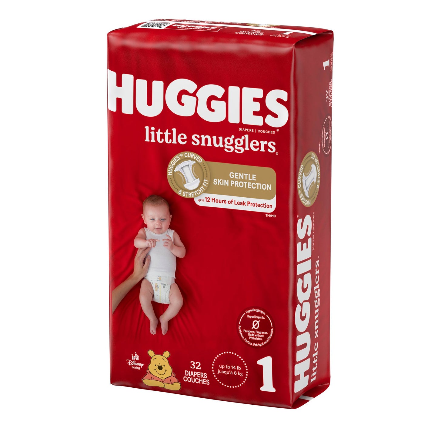 DIAPER, HUGGIES LITTLE SNUGGLERS JUMBO SZ1 (32/PK 4PK/CS)