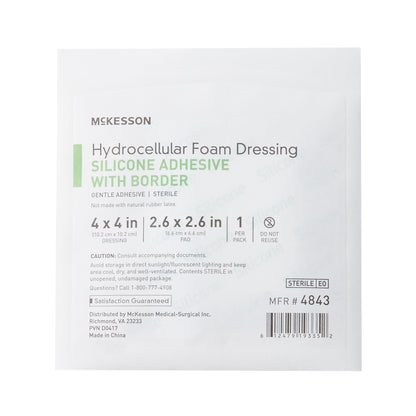 FOAM, ADH SIL W/BORDER 4"X4" (10/BX 20BX/CS)