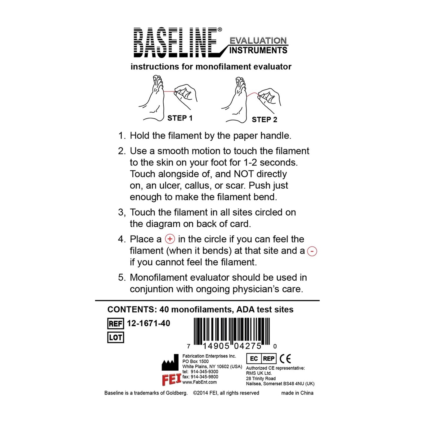 MONOFILAMENT, BASELINE DISP TACTILE 5.07 (40/BX)