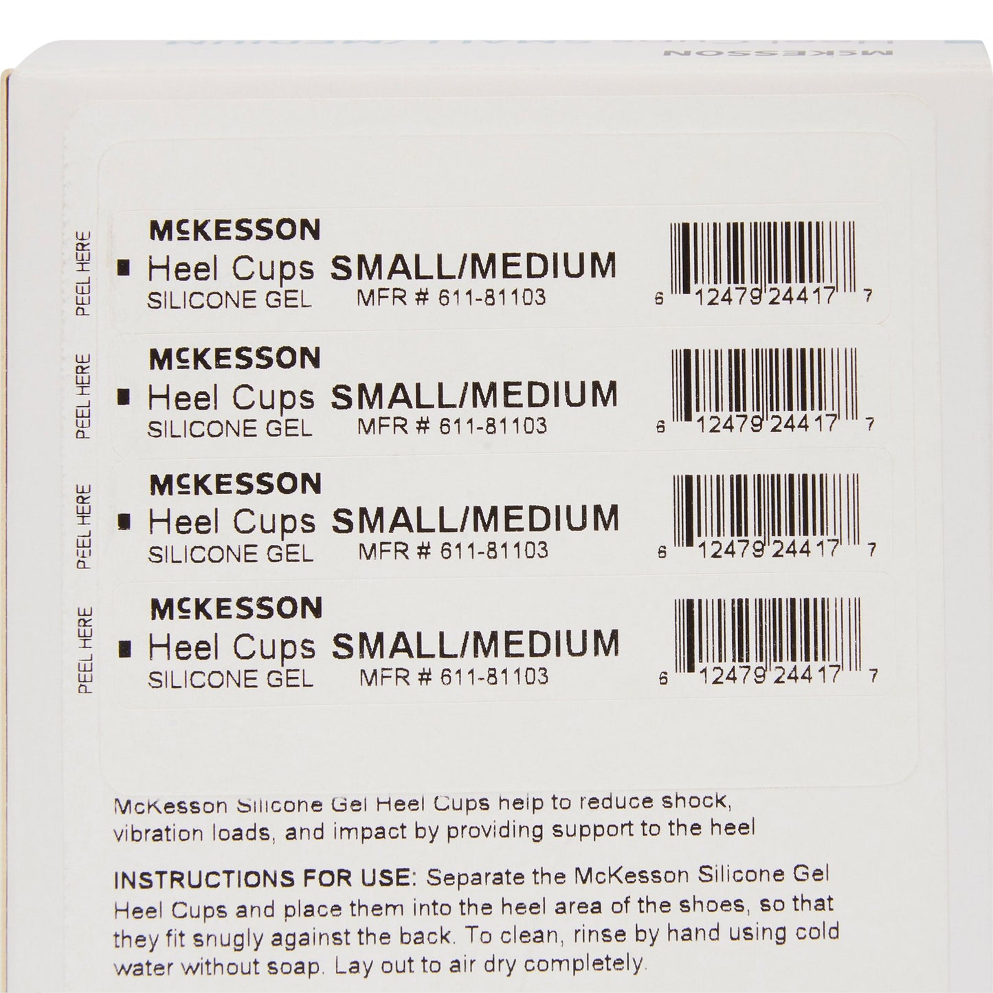 HEEL CUP, SILICONE SM/MED (1PR/BX 6BX/CS)