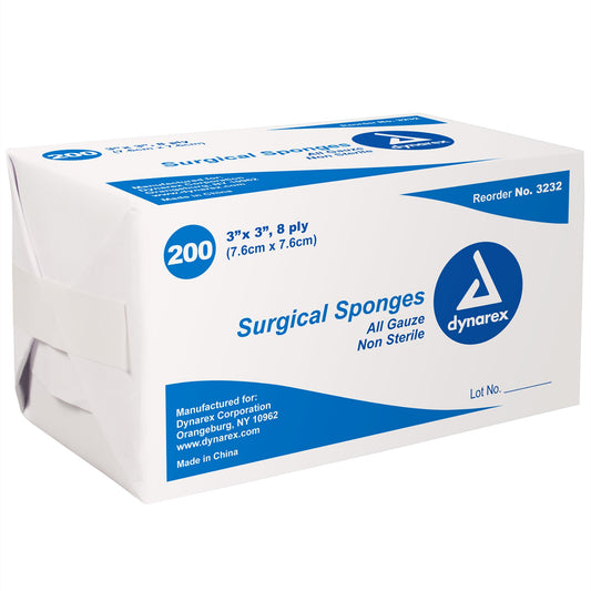 GAUZE, SPONGE N/S 3"X3" 8PLY (200/BX 20BX/CS)