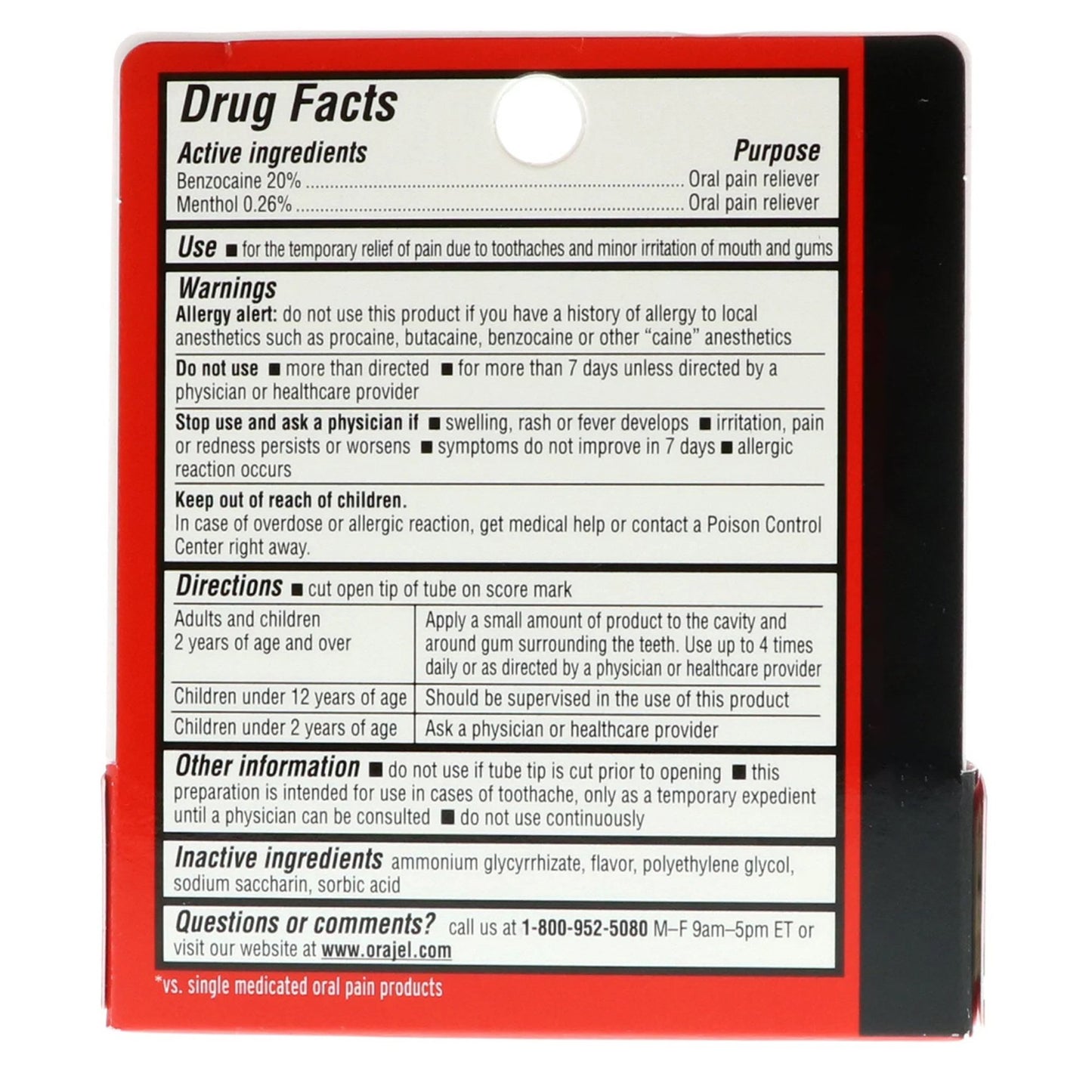 ORAJEL, GEL TOOTHACHE 2X .25OZ
