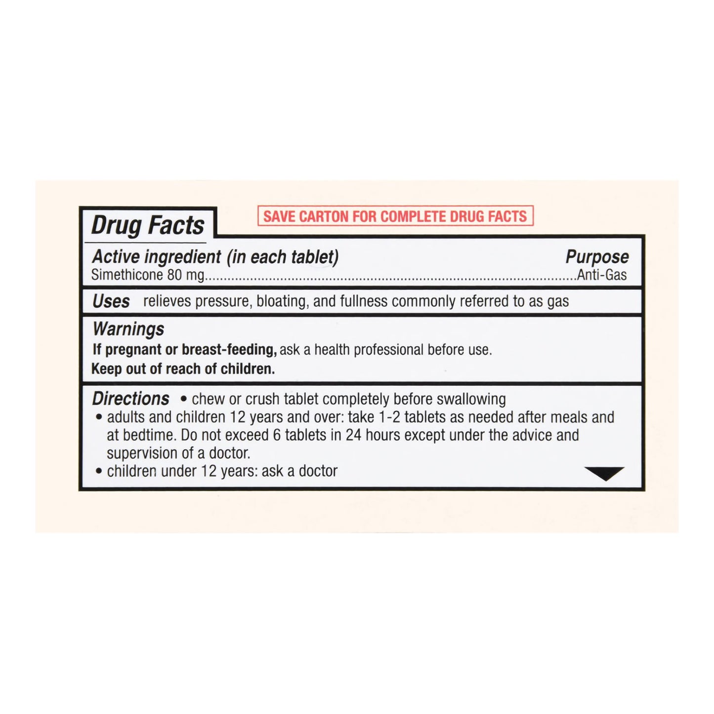 SIMETHICONE, TAB CHEW FT 80MG (100/BT)