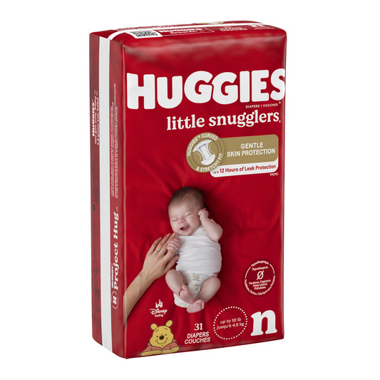 DIAPER, HUGGIES LITTLE SNUGGLERS JUMBO NEWBORN (31/PK 4PK/CS