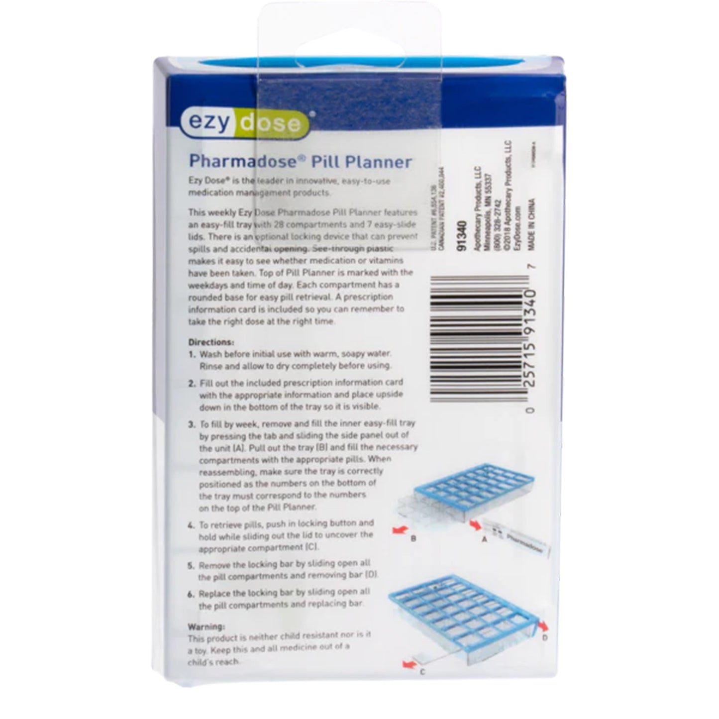 ORGANIZER, PILL MEDISET 28POCKET (6/CT)