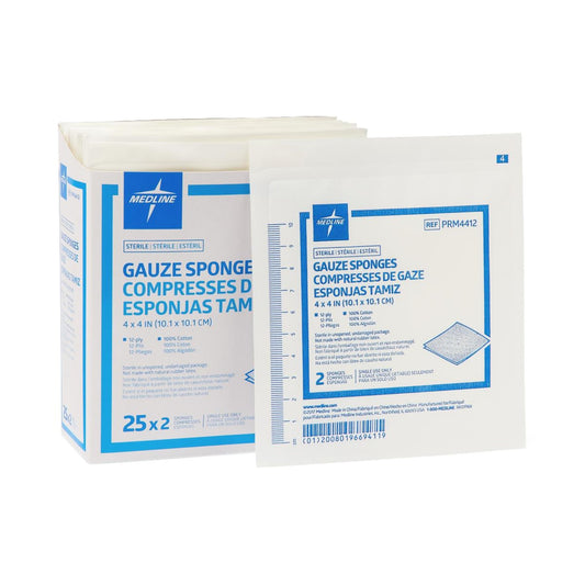 GAUZE, SPNG CARING STR 4X4 12PLY (2/PK 25PK/BX 24B