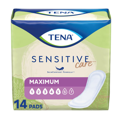 PAD, TENA SENSITIVE CARE MAXIMUM REG 6"X14" (14/PK 6PK/CS)