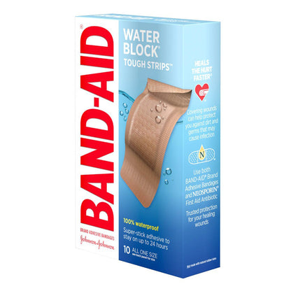 BANDAGE, ADH BAND-AID TOUGH STRIPS (10/BX)