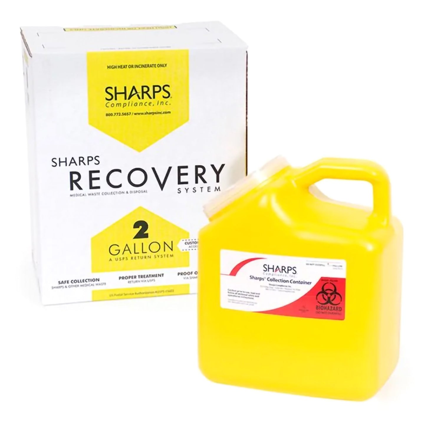 CONTAINER, SHARPS MAILBACK 2GLCHEMO YLW W/FLEXI LID (12/CS)