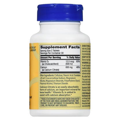 CALCIUM CITRATE+VITAMIN D3, TAB 630MG (60/BT)