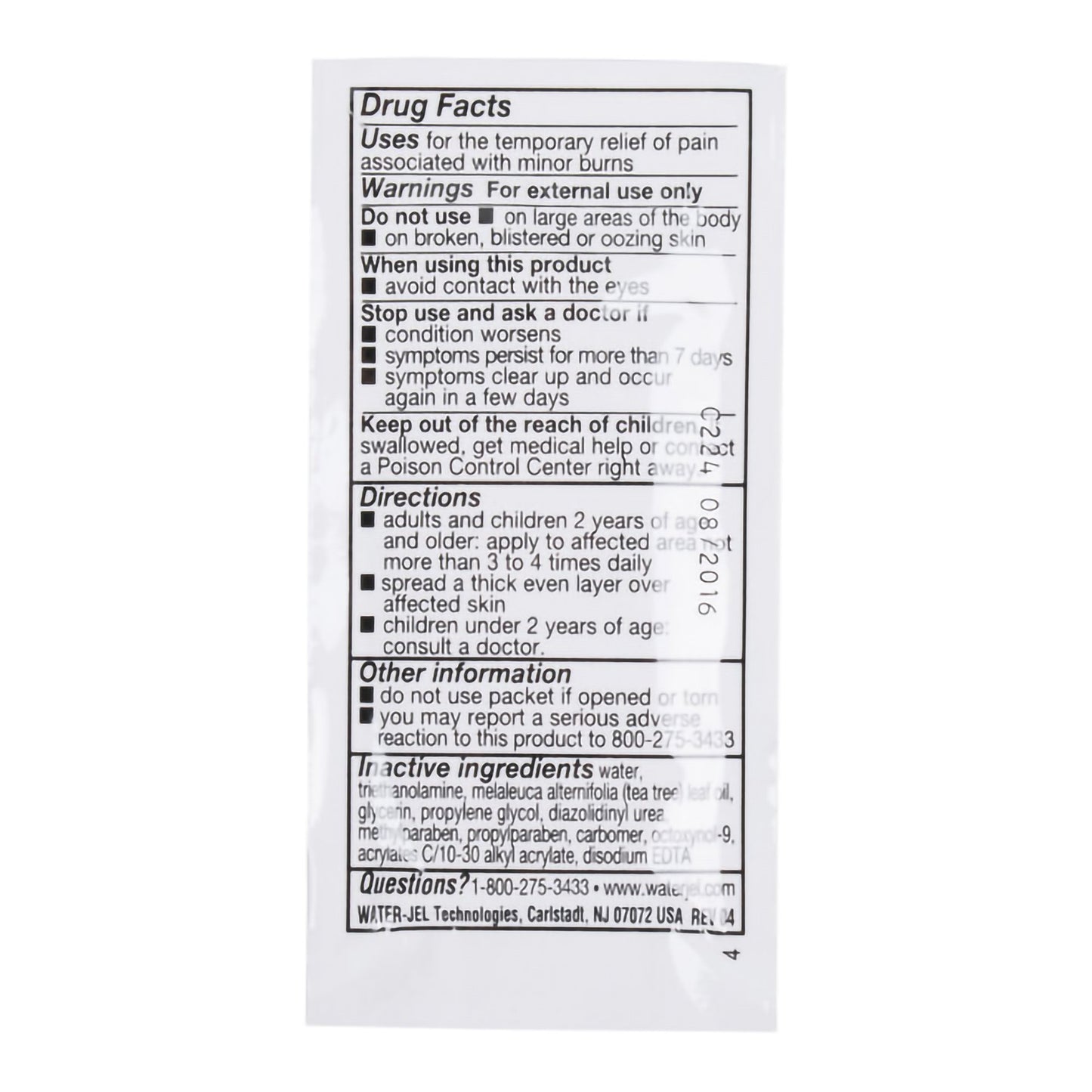 GEL, BURN WATERJEL JEL 3.5GM UNIT DOSE (6/BX 100B WTRJEL