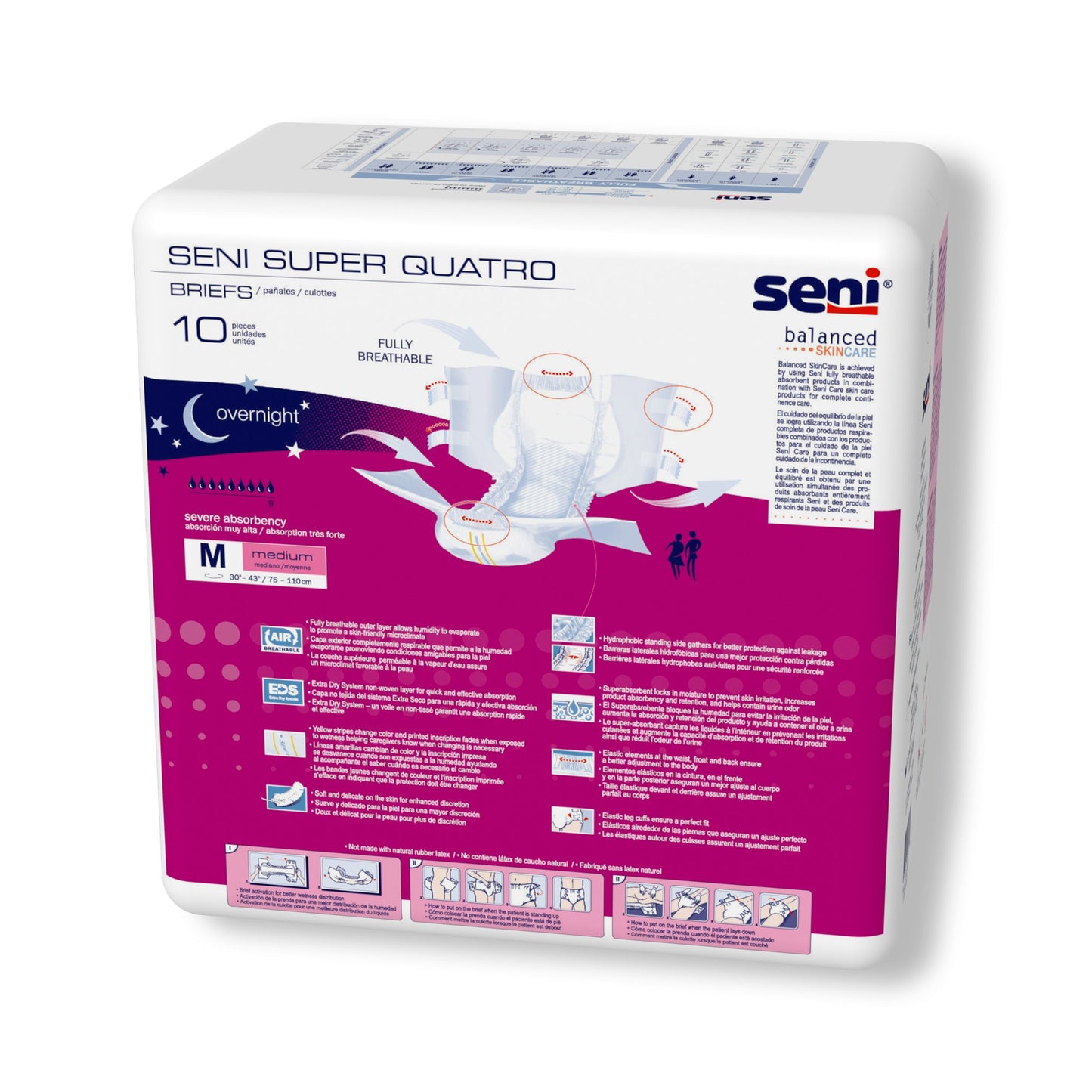 BRIEF, INCONT SENI SUPER QUATRO MED 30"-43" (10/PK 4PK/CS)