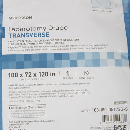 DRAPE, SURG TRANSVERSE LAPAROTOMY STR 100"X72"X120" (14/CS)