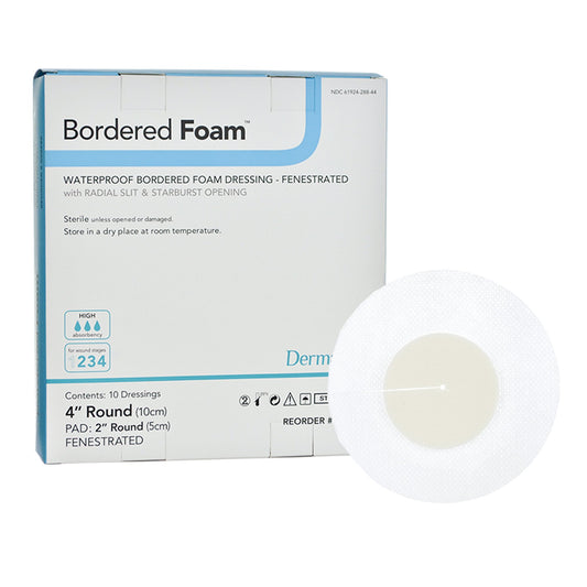 DRESSING, FOAM DERMARITE ROUNDBORDER 4" (10/BX)