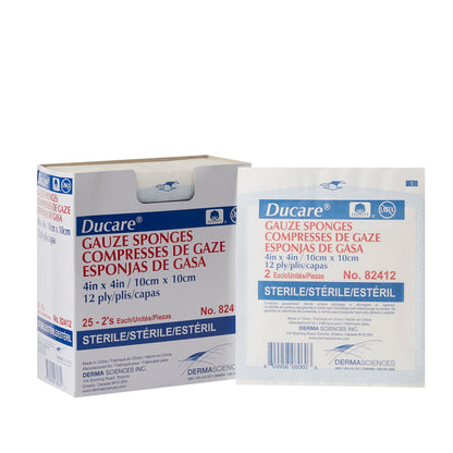 SPONGE, GAUZE 12PLY STR 2'S 4"X4" (25PK/BX 24BX/CS)