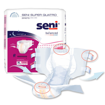 BRIEF, INCONT SENI SUPER QUATRO XLG 55"-67" (8/PK 4PK/CS)