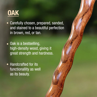 STICK, WALKING WOOD BRAZOS 58 TWISTED OAK HITCHHIKER RED 58"