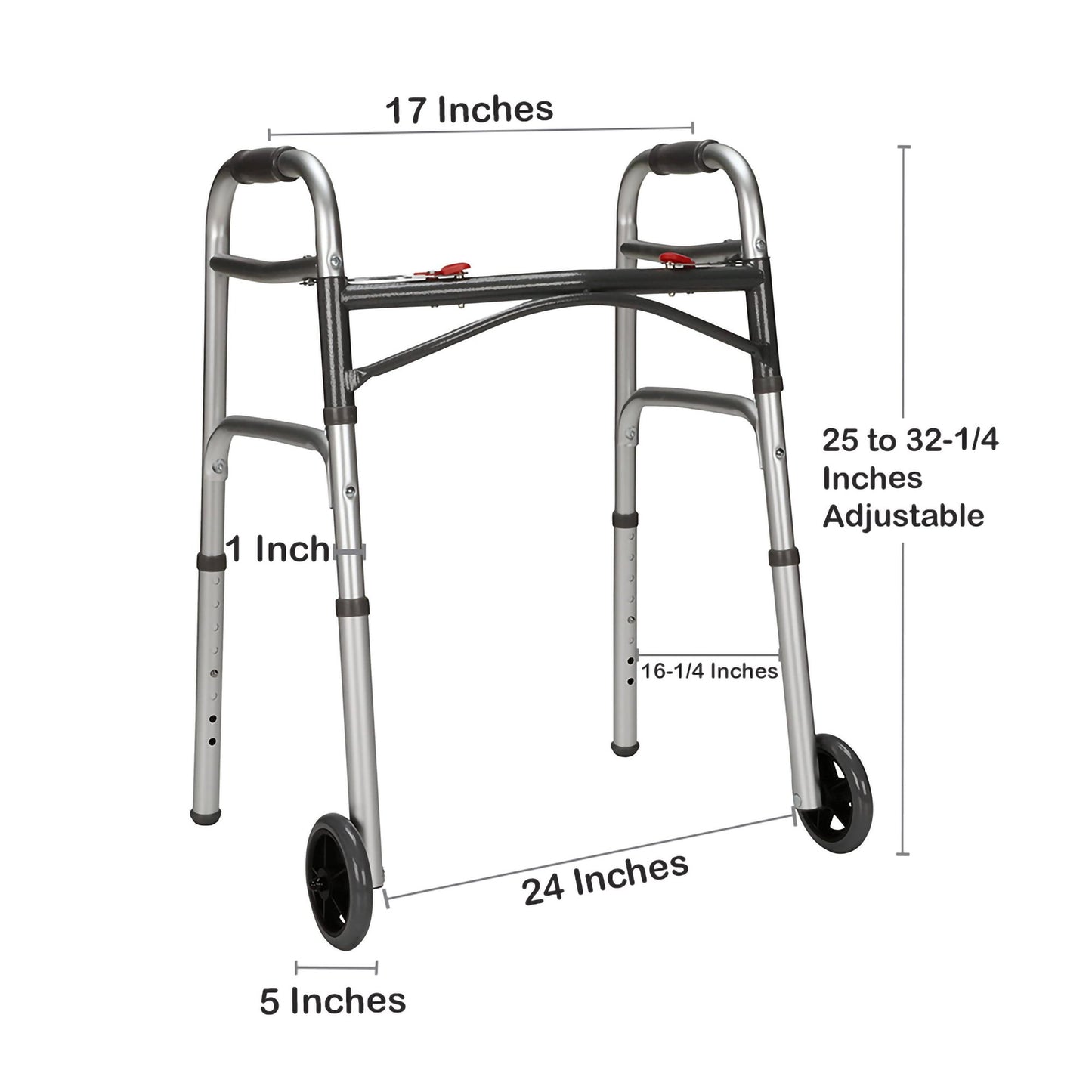 WALKER, FOLDING JR W/5" WHEELS350LBS (4/CS)