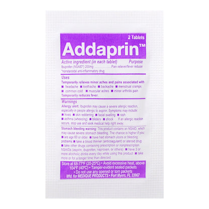 ADDAPRIN IBUPROFIN, TAB 200MG (2/PK 250PK/BX)