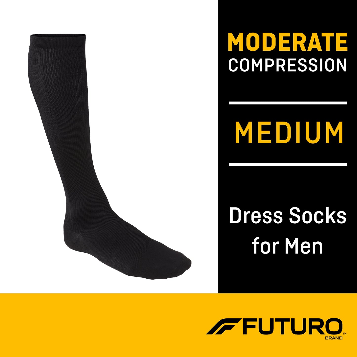 SOCKS, DRESS COMPRSN FUTURO BLK MENS LG/MED (12PR/BX)