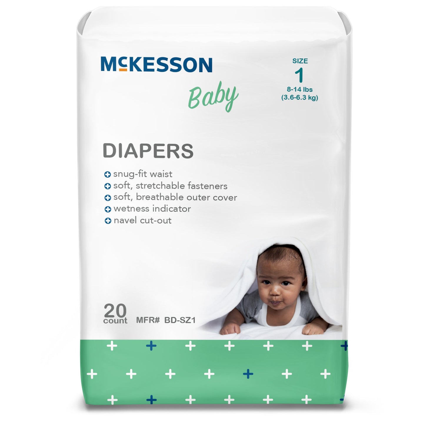 DIAPER, BABY SZ1 8-14 LBS (20/BG 6BG/CS)