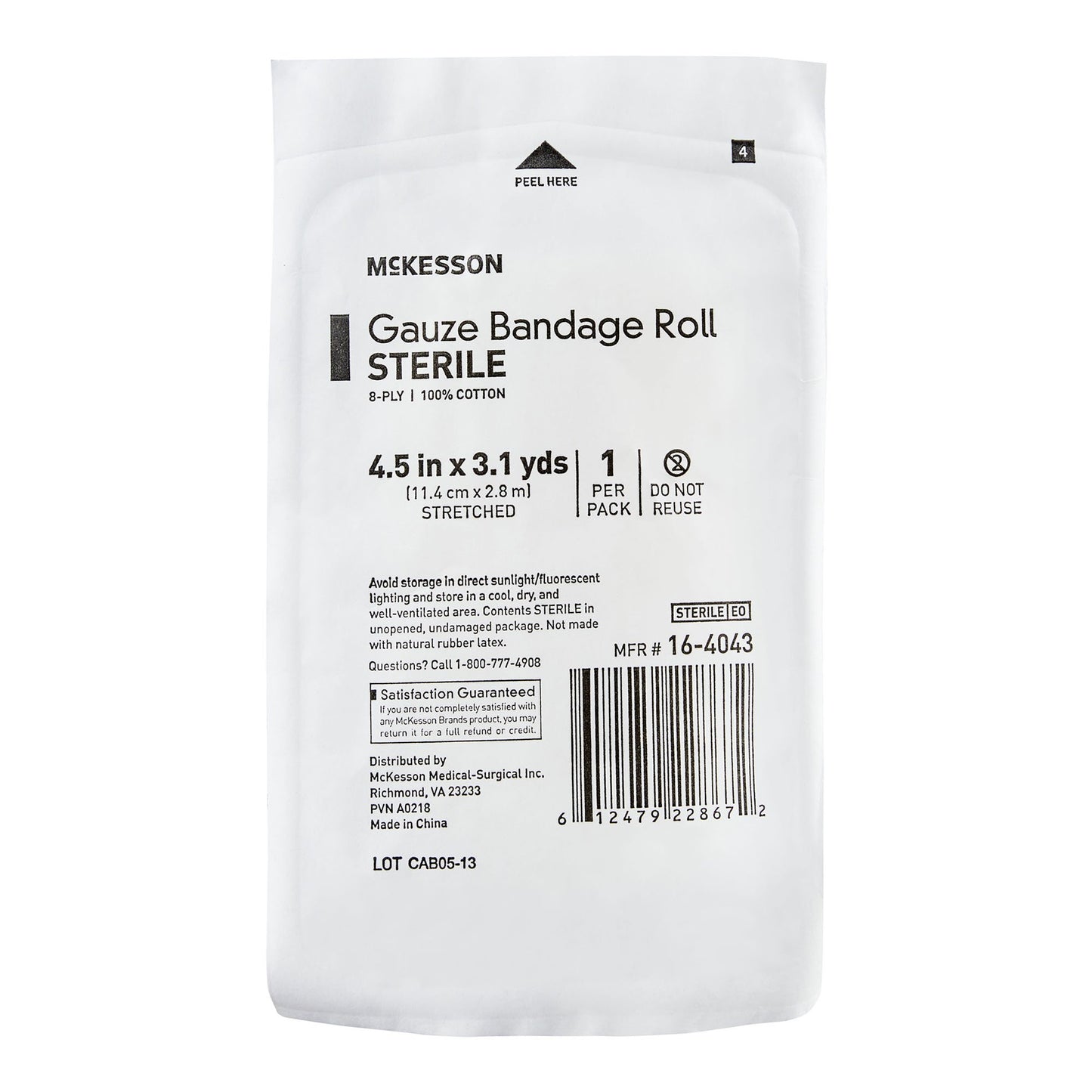 BANDAGE ROLL, GAUZE FLUFF STR 4.5"X3.1YDS (100/CS)