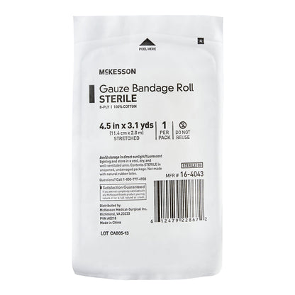 BANDAGE ROLL, GAUZE FLUFF STR 4.5"X3.1YDS (100/CS)