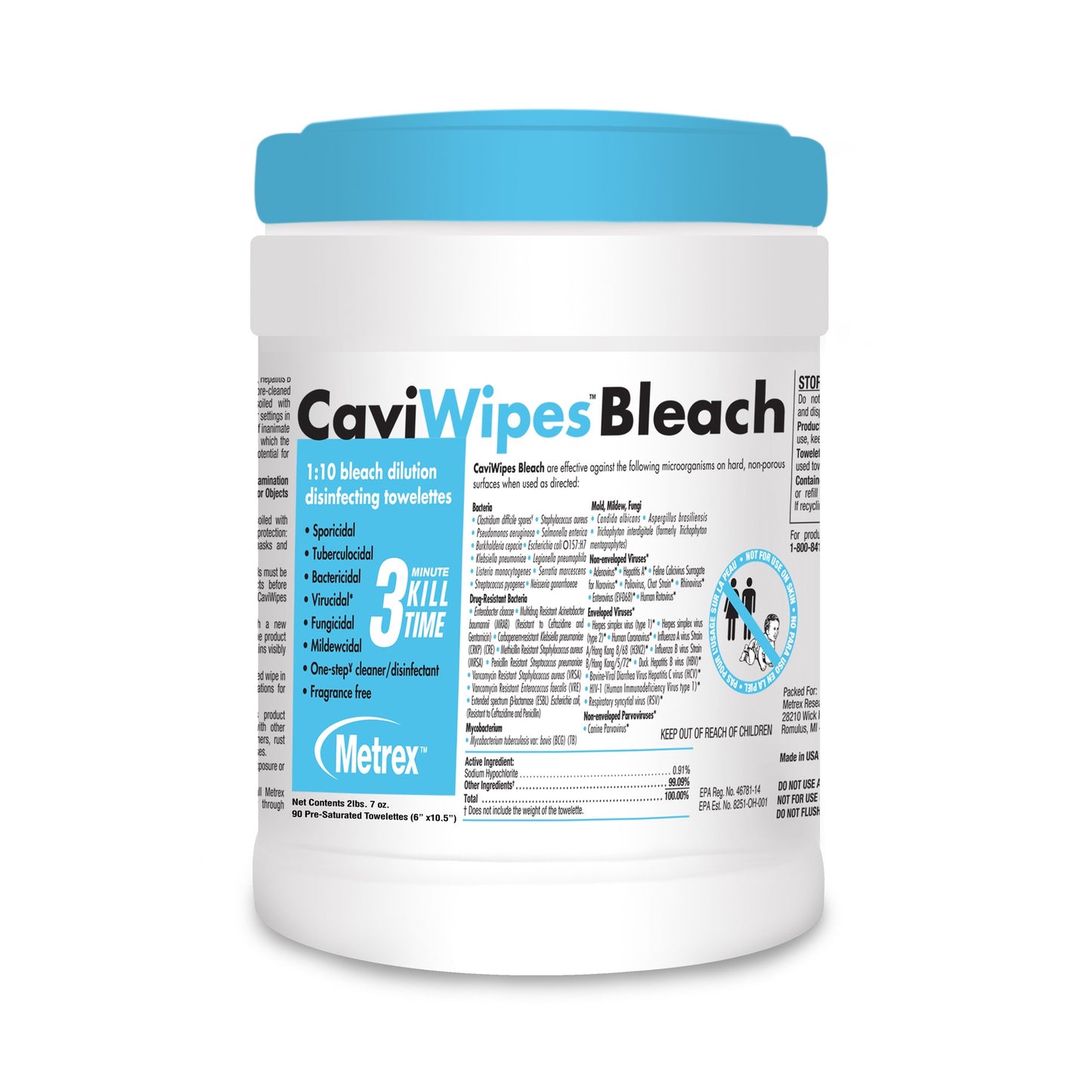 WIPE, DISINF BLEACH CAVIWIPES (12/CS)