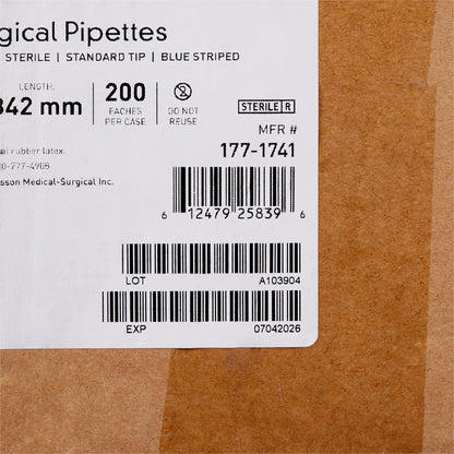 PIPETTE, SEROLOGICAL STD TIP STR BLU BAND 342MM 5ML (200/CS)